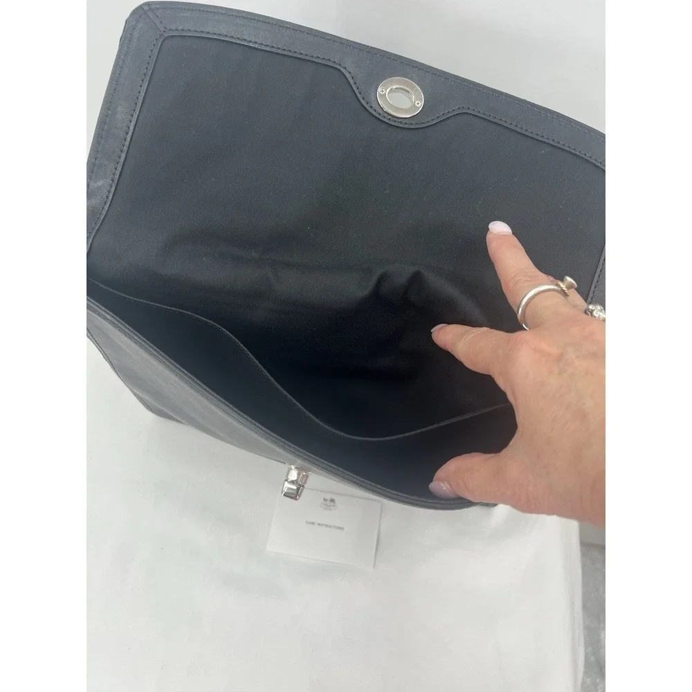 Coach Black Leather Univ Clutch Document Toggle 61987 Unisex Bag Purse